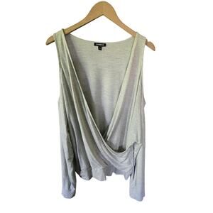 New Express Cold Shoulder Deep V Wrap Top - XL